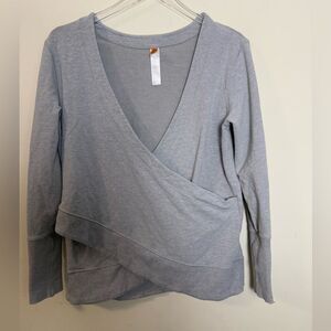 Lucy Gray Cross Wrap Front Long Sleeve Loungewear Active Sweatshirt Medium